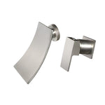 Brushed Nickel Wall Mounted Brass Waterfall Lavatory Sink Faucet Concealed Waterfall Basin Mixer Hot and Cold Tap