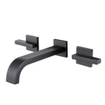 Basin Faucets Brass Sink Faucet Wall Mounted Taps Black Dual Handles Basin Mixer Tap Bathroom Waterfall Faucets