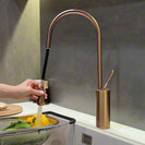 Pull-Out Kitchen Faucet 360° Swivel Chrome Kitchen Sink Faucet Water Drop Brass Single Handle Sink Faucet