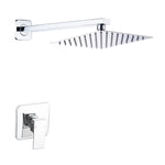 Black Rain Shower System Brass Fixed Shower Head Rain Mixer Shower Combo Wall Mount Shower Trim Kit with Rough-in