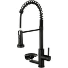 Pull Down Kitchen Faucet with Cup Washer Stainless Steel Kitchen Sink Faucet with Deck Plate Glass Rinser Cleaning Single Hole Faucet