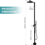 Freestanding Outdoor Shower, Outdoor Shower Kit for Pool Garden/Backyard/Beach Courtyard, Outside Shower Column with 10” Rain Shower Head and Handheld, Matte Black