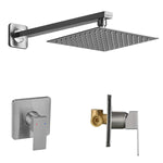 Black Rain Shower System Brass Fixed Shower Head Rain Mixer Shower Combo Wall Mount Shower Trim Kit with Rough-in