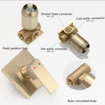 Black Rain Shower System Brass Fixed Shower Head Rain Mixer Shower Combo Wall Mount Shower Trim Kit with Rough-in
