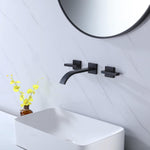Basin Faucets Brass Sink Faucet Wall Mounted Taps Black Dual Handles Basin Mixer Tap Bathroom Waterfall Faucets
