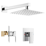 Rain Shower System Brass Fixed Shower Head Rain Mixer Shower Combo Wall Mount Shower Trim Kit with Rough-in Valve