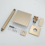 Black Rain Shower System Brass Fixed Shower Head Rain Mixer Shower Combo Wall Mount Shower Trim Kit with Rough-in