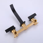 Basin Faucets Brass Sink Faucet Wall Mounted Taps Black Dual Handles Basin Mixer Tap Bathroom Waterfall Faucets