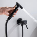 Brushed Rose Gold Hand-held Bidet Sprayer Wall-mount Bathroom Toilet Faucet with Stand Hybrid Hot Cold Water