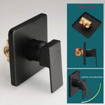 Black Rain Shower System Brass Fixed Shower Head Rain Mixer Shower Combo Wall Mount Shower Trim Kit with Rough-in
