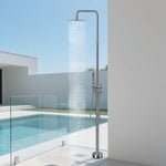 Freestanding Outdoor Shower Column Height Adjustable Outside Showers for Backyard Garden Pool Beach Outdoor Shower Fixtures with 10” Rain Shower Head and Handheld