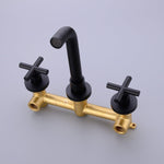 Brass Black Concealed Bathroom Basin Sink Tap Double Handle Wall Mount Hot And Cold Concealed Basin Mixer