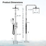 Freestanding Outdoor Shower with Hose Hookup Height Adjustable Free Standing Outdoor Showers for Backyard Poolside Floor Mounted