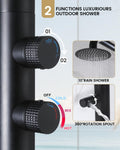 Freestanding Outdoor Shower with Foot Wash,316 Marine Grade Stainless Steel Matte Black Outdoor Shower Kit,Outside Shower with 10'' Rain Shower Head,Outdoor Shower Fixture for Beach Poolside