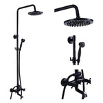 Antique Copper Shower Faucet | Luxury Bathroom Shower Faucet Set 8-inch Round Rainfall Shower Head + Hand Spray + Tub Tap