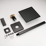 Black Rain Shower System Brass Fixed Shower Head Rain Mixer Shower Combo Wall Mount Shower Trim Kit with Rough-in