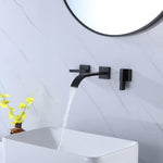 Basin Faucets Brass Sink Faucet Wall Mounted Taps Black Dual Handles Basin Mixer Tap Bathroom Waterfall Faucets