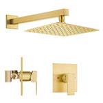 Rain Shower System Brass Fixed Shower Head Rain Mixer Shower Combo Wall Mount Shower Trim Kit with Rough-in Valve