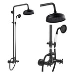 Antique Copper Shower Faucet | Luxury Bathroom Shower Faucet Set 8-inch Round Rainfall Shower Head + Hand Spray + Tub Tap