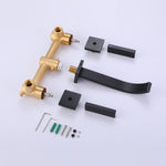 Basin Faucets Brass Sink Faucet Wall Mounted Taps Black Dual Handles Basin Mixer Tap Bathroom Waterfall Faucets
