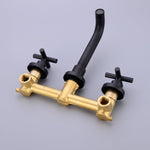 Brass Black Concealed Bathroom Basin Sink Tap Double Handle Wall Mount Hot And Cold Concealed Basin Mixer