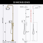 Freestanding Outdoor Shower Column Height Adjustable Outside Showers for Backyard Garden Pool Beach Outdoor Shower Fixtures with 10” Rain Shower Head and Handheld