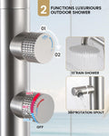 Freestanding Outdoor Shower with Foot Wash,316 Marine Grade Stainless Steel Matte Black Outdoor Shower Kit,Outside Shower with 10'' Rain Shower Head,Outdoor Shower Fixture for Beach Poolside