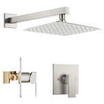 Rain Shower System Brass Fixed Shower Head Rain Mixer Shower Combo Wall Mount Shower Trim Kit with Rough-in Valve
