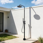 Freestanding Outdoor Shower with Hose Hookup Height Adjustable Free Standing Outdoor Showers for Backyard Poolside Floor Mounted