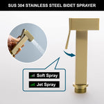 Gold Brass Bidet Faucets Handheld Bidet Sprayer Set For Toilet Crane Women's Washer Bathroom Shattaf Sprayer Hygienic Shower