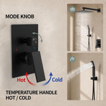 Black Shower Combo Set Stainless Steel Shower Systems with Rain Shower and Handheld Shower Trim Kit with Rough-In Valve