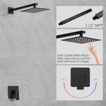 Black Rain Shower System Brass Fixed Shower Head Rain Mixer Shower Combo Wall Mount Shower Trim Kit with Rough-in