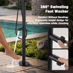 Freestanding Outdoor Shower Kit, Marine Grade 316 Stainless Steel Poolside Shower with Rainfall, Handheld Spray & Foot Rinse, Floor-Mounted Backyard Fixture for Pool Garden Beach
