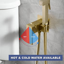 Gold Brass Bidet Faucets Handheld Bidet Sprayer Set For Toilet Crane Women's Washer Bathroom Shattaf Sprayer Hygienic Shower