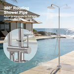 Freestanding Outdoor Shower with Hose Hookup Height Adjustable Free Standing Outdoor Showers for Backyard Poolside Floor Mounted