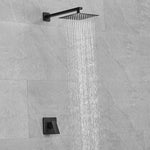 Black Rain Shower System Brass Fixed Shower Head Rain Mixer Shower Combo Wall Mount Shower Trim Kit with Rough-in