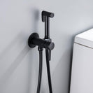 Brushed Rose Gold Hand-held Bidet Sprayer Wall-mount Bathroom Toilet Faucet with Stand Hybrid Hot Cold Water