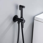 Brushed Rose Gold Hand-held Bidet Sprayer Wall-mount Bathroom Toilet Faucet with Stand Hybrid Hot Cold Water