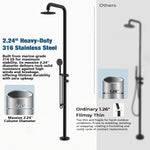 Freestanding Outdoor Shower Kit, Marine Grade 316 Stainless Steel Poolside Shower with Rainfall, Handheld Spray & Foot Rinse, Floor-Mounted Backyard Fixture for Pool Garden Beach