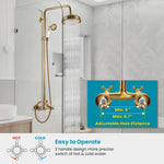 Antique Copper Shower Faucet | Luxury Bathroom Shower Faucet Set 8-inch Round Rainfall Shower Head + Hand Spray + Tub Tap