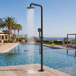 Freestanding Outdoor Shower Kit, Marine Grade 316 Stainless Steel Poolside Shower with Rainfall, Handheld Spray & Foot Rinse, Floor-Mounted Backyard Fixture for Pool Garden Beach