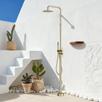 Freestanding Outdoor Shower Column Height Adjustable Outside Showers for Backyard Garden Pool Beach Outdoor Shower Fixtures with 10” Rain Shower Head and Handheld