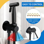 Brushed Rose Gold Hand-held Bidet Sprayer Wall-mount Bathroom Toilet Faucet with Stand Hybrid Hot Cold Water