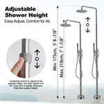 Freestanding Outdoor Shower with Hose Hookup Height Adjustable Free Standing Outdoor Showers for Backyard Poolside Floor Mounted
