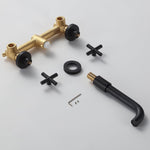Brass Black Concealed Bathroom Basin Sink Tap Double Handle Wall Mount Hot And Cold Concealed Basin Mixer