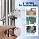 Freestanding Outdoor Shower Kit, Marine Grade 316 Stainless Steel Poolside Shower with Rainfall, Handheld Spray & Foot Rinse, Floor-Mounted Backyard Fixture for Pool Garden Beach