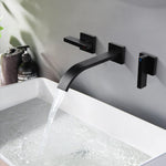 Basin Faucets Brass Sink Faucet Wall Mounted Taps Black Dual Handles Basin Mixer Tap Bathroom Waterfall Faucets