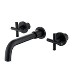 Brass Black Concealed Bathroom Basin Sink Tap Double Handle Wall Mount Hot And Cold Concealed Basin Mixer