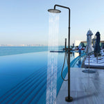 Freestanding Outdoor Shower Column Height Adjustable Outside Showers for Backyard Garden Pool Beach Outdoor Shower Fixtures with 10” Rain Shower Head and Handheld