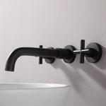 Brass Black Concealed Bathroom Basin Sink Tap Double Handle Wall Mount Hot And Cold Concealed Basin Mixer